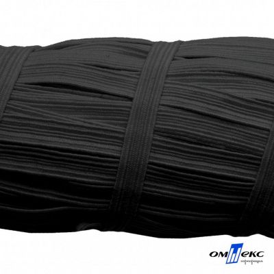 Резиновые нити с текстильным покрытием, шир. 6 мм (55 м/уп), цв.-черный - купить в Нефтеюганске. Цена: 210.75 руб.