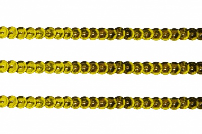 Пайетки "ОмТекс" на нитях, SILVER-BASE, 6 мм С / упак.73+/-1м, цв. А-1 - т.золото - купить в Нефтеюганске. Цена: 468.37 руб.