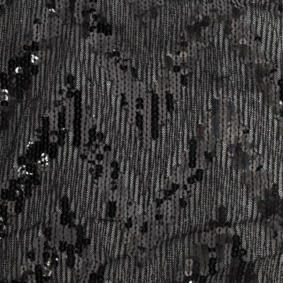 Трикотажное полотно с пайетками, шир.130 см, #311-бахрома чёрная - купить в Нефтеюганске. Цена 1 183.35 руб.