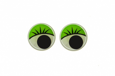 Глазки для игрушек, круглые, с бегающими зрачками, 10 мм/упак.50+/-2 шт, цв. -зеленый - купить в Нефтеюганске. Цена: 71.20 руб.