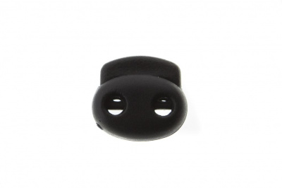 8049ТН Фиксатор пластиковый двухдырочный, 23х20 мм, цвет чёрный - купить в Нефтеюганске. Цена: 1.37 руб.