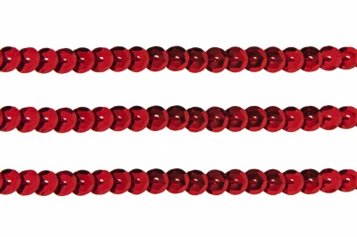 Пайетки "ОмТекс" на нитях, SILVER-BASE, 6 мм С / упак.73+/-1м, цв. 3 - красный - купить в Нефтеюганске. Цена: 468.37 руб.