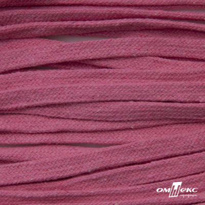 Шнур плетеный d-8 мм плоский, 70% хлопок 30% полиэстер, уп.85+/-1 м, цв.1029-розовый - купить в Нефтеюганске. Цена: 735 руб.