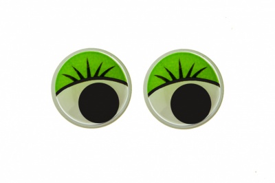 Глазки для игрушек, круглые, с бегающими зрачками, 15 мм/упак.50+/-2 шт, цв. -зеленый - купить в Нефтеюганске. Цена: 113.01 руб.