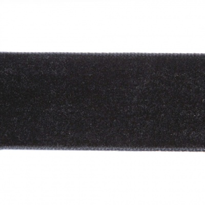 Лента бархатная нейлон, шир.25 мм, (упак. 45,7м), цв.03-черный - купить в Нефтеюганске. Цена: 800.84 руб.