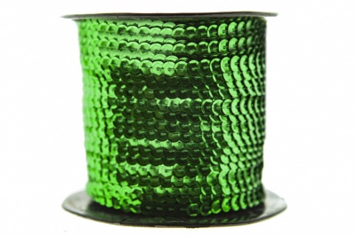 Пайетки "ОмТекс" на нитях, SILVER-BASE, 6 мм С / упак.73+/-1м, цв. 4 - зеленый - купить в Нефтеюганске. Цена: 484.77 руб.