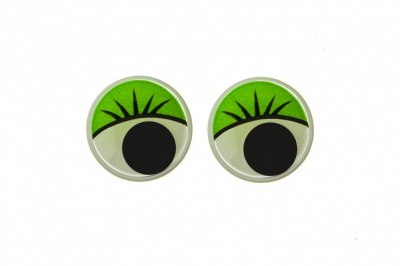 Глазки для игрушек, круглые, с бегающими зрачками, 12 мм/упак.50+/-2 шт, цв. -зеленый - купить в Нефтеюганске. Цена: 95.04 руб.