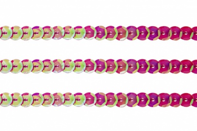 Пайетки "ОмТекс" на нитях, CREAM, 6 мм С / упак.73+/-1м, цв. 89 - розовый - купить в Нефтеюганске. Цена: 468.37 руб.
