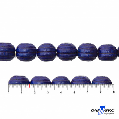 0309-Бусины деревянные "ОмТекс", 16 мм, упак.50+/-3шт, цв.006-синий - купить в Нефтеюганске. Цена: 62.22 руб.