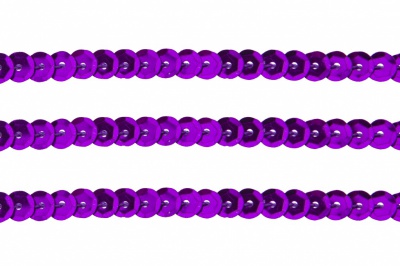 Пайетки "ОмТекс" на нитях, SILVER-BASE, 6 мм С / упак.73+/-1м, цв. 12 - фиолет - купить в Нефтеюганске. Цена: 300.55 руб.
